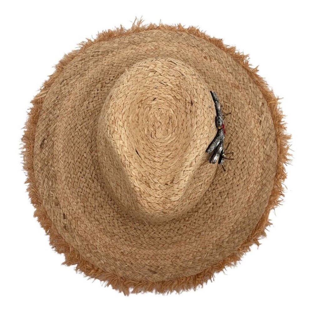 Steve Madden Tan Straw Hat with Embellishments - Picture 2 of 9